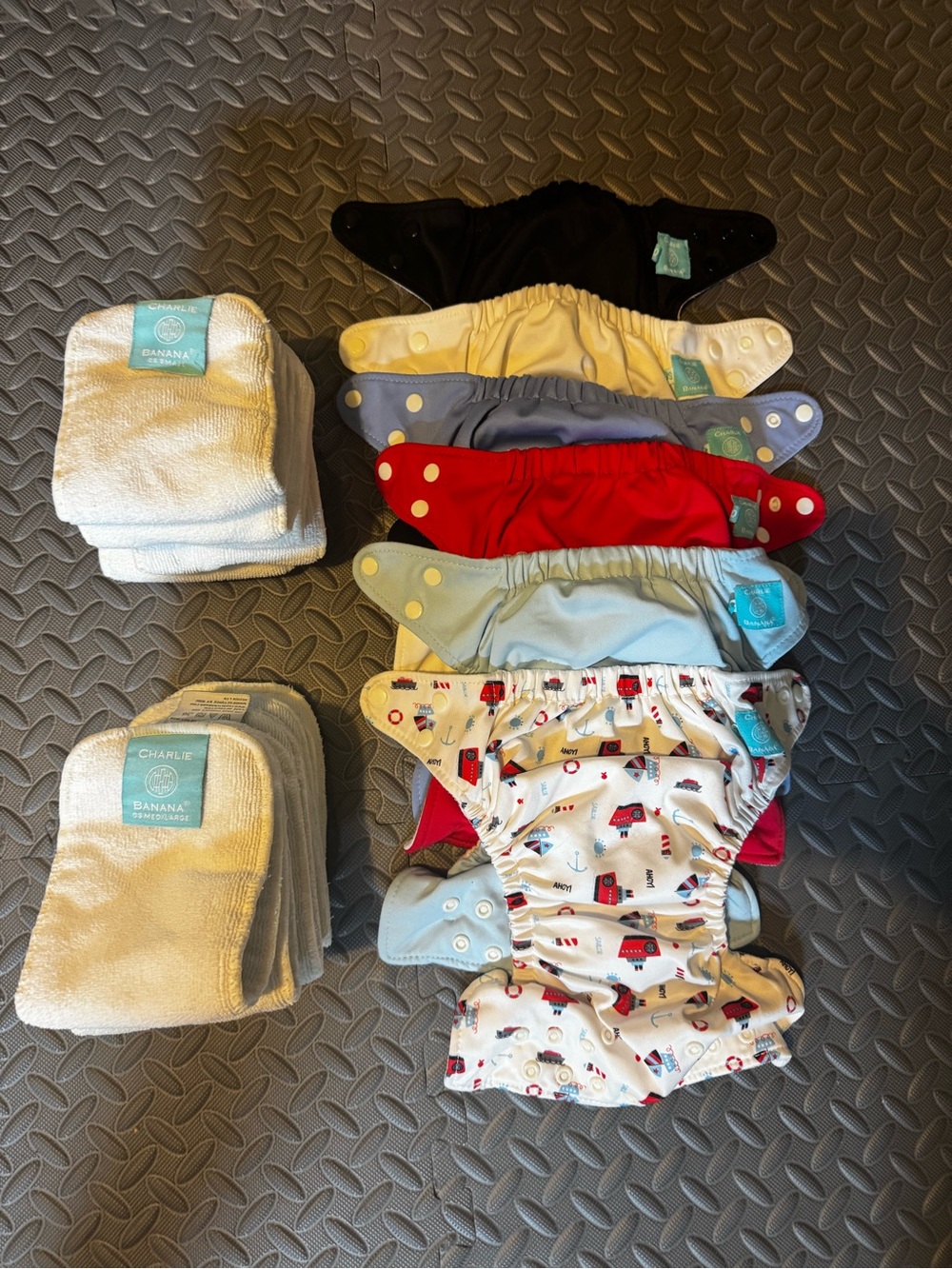 Charlie Banana Cloth Diaper Set - Black, White, Blue, Red, Light Blue, Printed